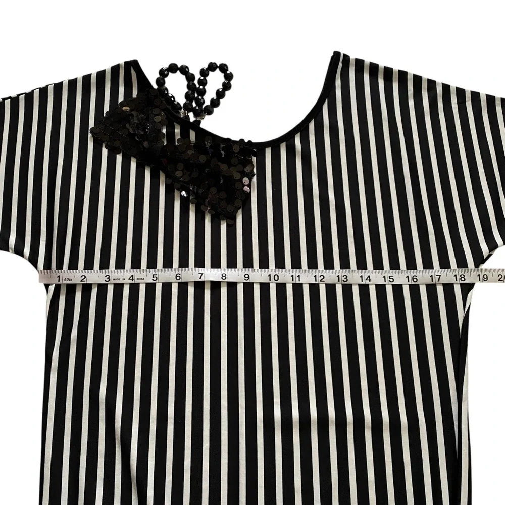 Boutique Women’s Stripes One Shoulder Ribbon Sequin Beaded Striped Sexy Dress S